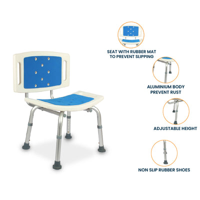 ARREX LA10 BATH BENCH WITH BACK SUPPORT - ENHANCED COMFORT AND STABILITY