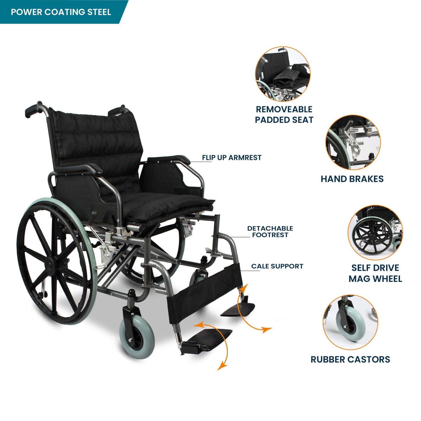 ARREX VICTOR 60 - HEAVY DUTY STEEL WHEELCHAIR