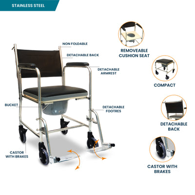 ARREX EDDA COMMODE WHEELCHAIR WITH POT ATTACHMENT