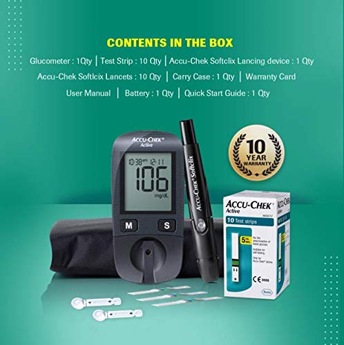 Accu-Chek Instant S Blood Glucose Glucometer Kit With - 10 Strips & 10  Lancets
