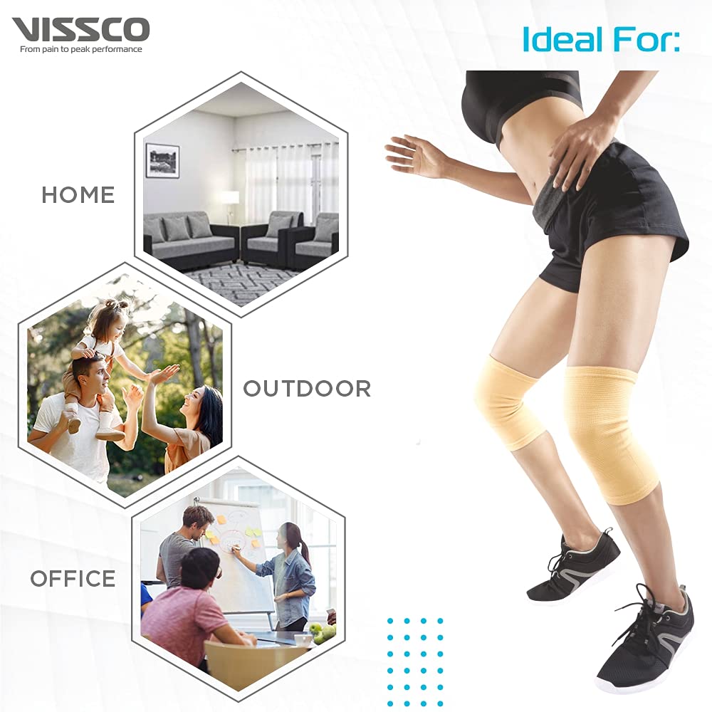 Vissco Stretchable Knee Cap for Pain Relief, Sports, Football, Cricket, Braces Walking And Workout-PC NO.0705