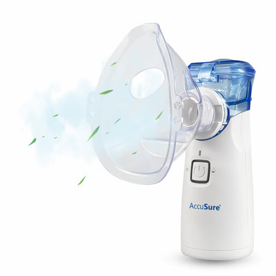 AccuSure Portable Mesh Nebuliser Machine With Box - Handheld Nebuliser Personal Asthma Pump For Breathing Problems For Travel, Home Daily Use