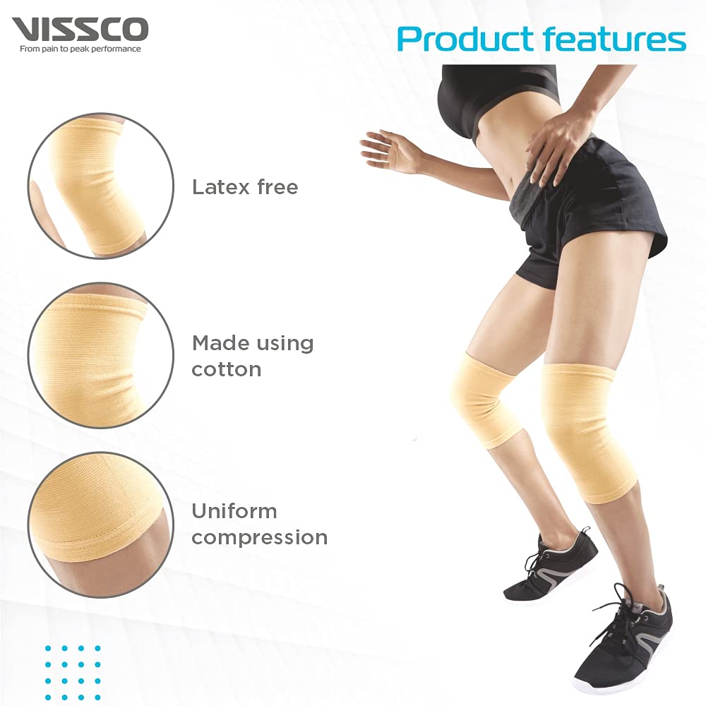 Vissco Stretchable Knee Cap for Pain Relief, Sports, Football, Cricket, Braces Walking And Workout-PC NO.0705