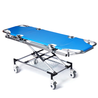 ARREX STR 150 - MUST-HAVE HOSPITAL STRETCHER ON TROLLEY WITH LEVER-ADJUSTABLE, HEAVY DUTY CASTORS, 130 KG CAPACITY, BASKET, AND PEDAL BRAKES