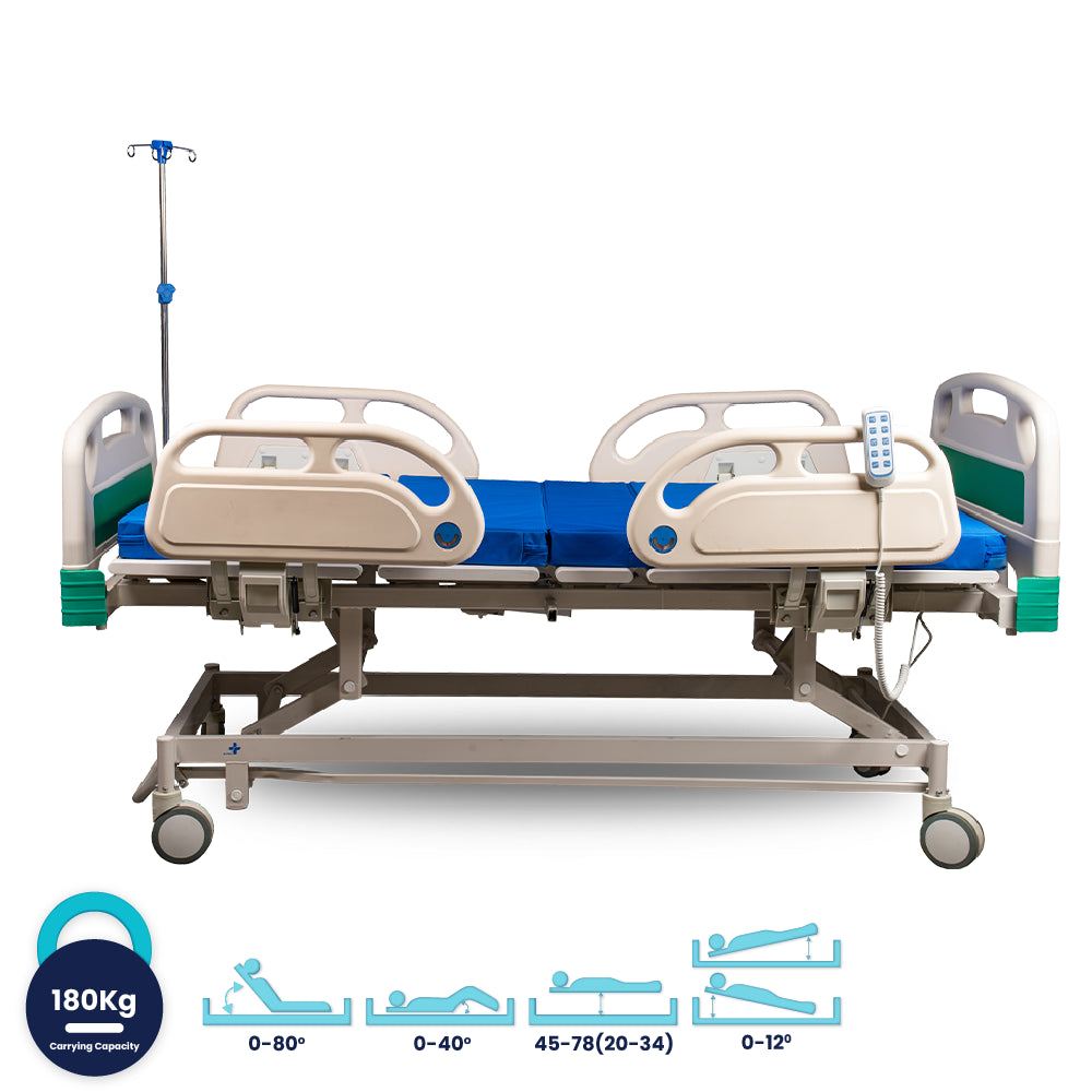 ARREX EXCELSIOR HOSPITAL BED - 5 FUNCTIONS ELECTRONIC BED, REMOTE ADJUSTMENT, INCLUDES MATTRESS, HEAVY-DUTY CASTORS WITH BRAKES