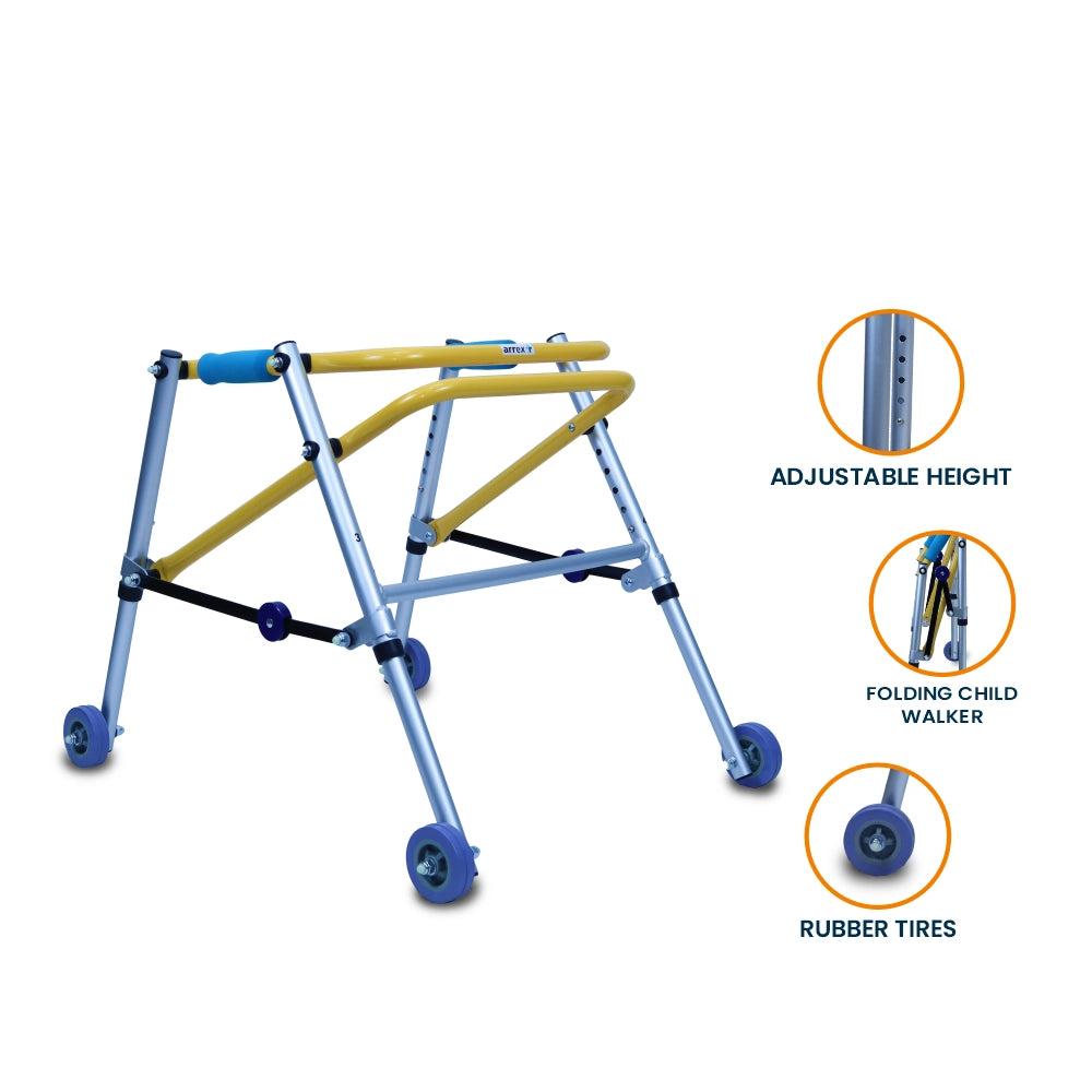 ARREX MC40 FOLDING CHILD WALKER - WITH RUBBER TIRES FOR SMOOTH MOBILITY