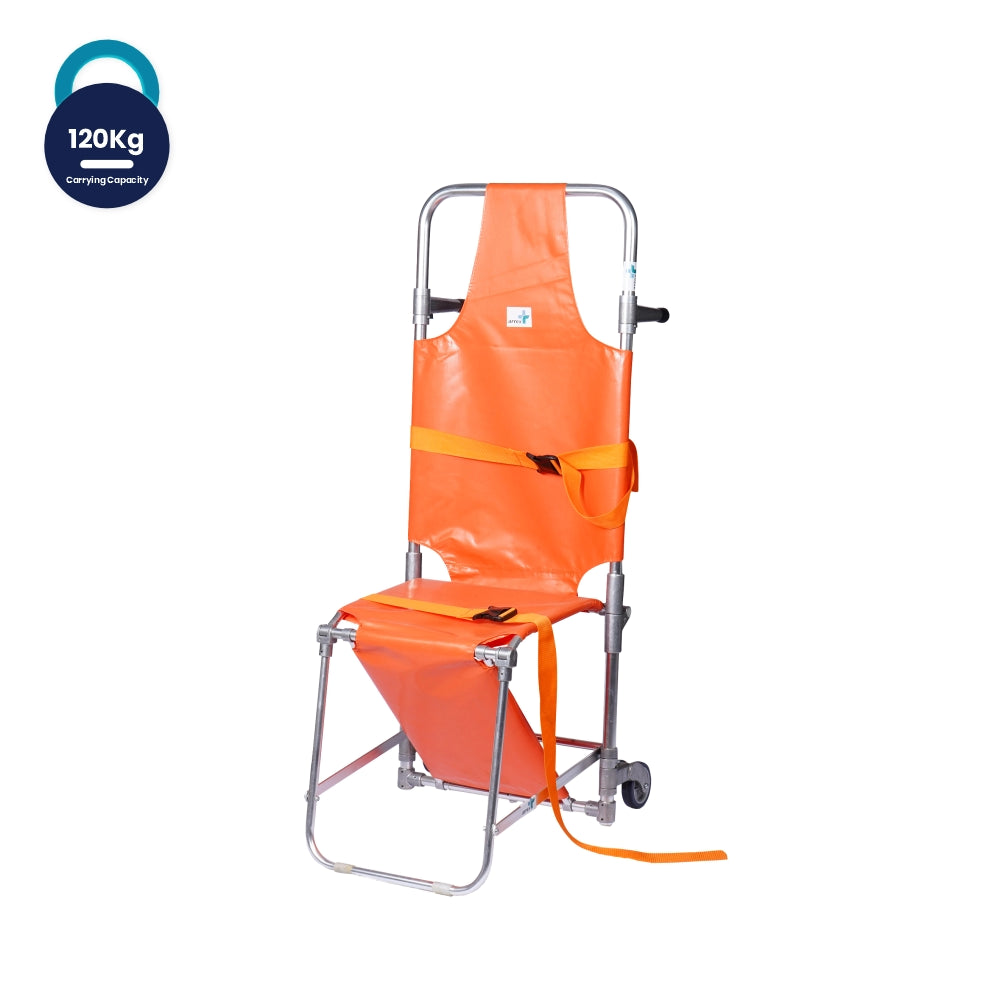 ARREX STR 160 - FOLDABLE CHAIR STRETCHER WITH 120KG LOAD CAPACITY, SAFETY BELTS, IDEAL FOR HOSPITAL AND HOME USE