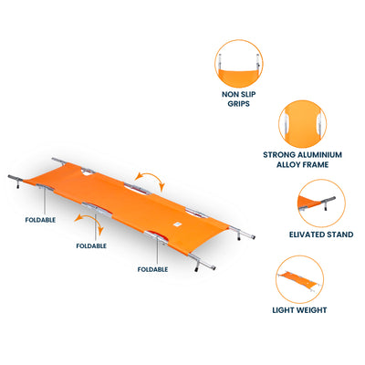 ARREX STR 30 PRO FOLDABLE STRETCHER: LIGHTWEIGHT ALUMINUM ALLOY, 120KG CAPACITY, STURDY AND SAFE, FOLDABLE DESIGN WITH SAFETY BAG