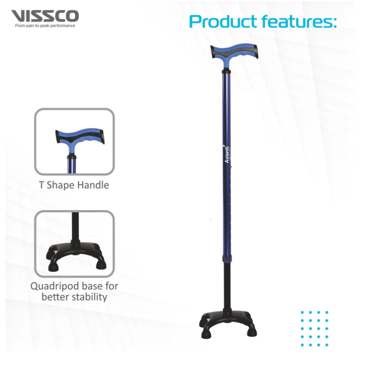 VISSCO Avanti Plus T shape Stick Quadripod Stick