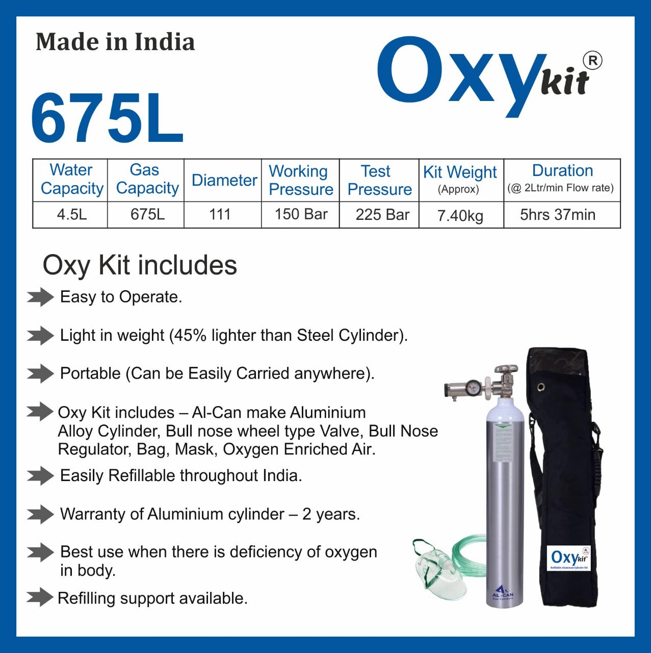 OXY AIR ALU OXYGEN CYLINDER